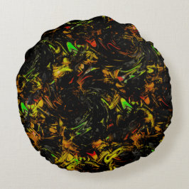 Almofada Redonda Manchas coloridas brilhantes envoltas por preto es