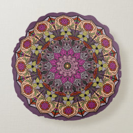 Almofada Redonda Mandala AutumnDeixa Mauve Brown