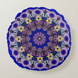 Almofada Redonda Mandala Blueberry Azul Violeta