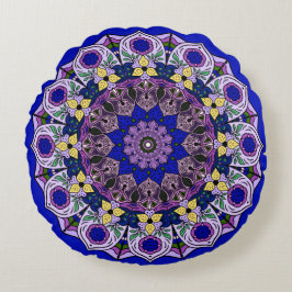 Almofada Redonda Mandala Blueberry Azul Violeta