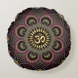 Almofada Redonda Mandala da Energia Fractal da Flor da Terra Símbol