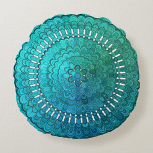 Almofada Redonda Mandala de turquesa