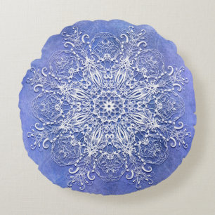 Almofada Redonda Mandala floral étnica no fundo do grunge