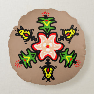 Almofada Redonda Mandala Floral Verde