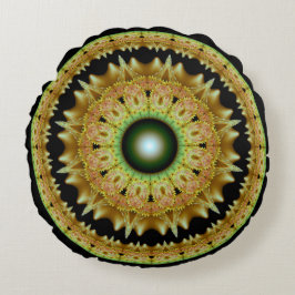 Almofada Redonda Mandala redonda fractal do ouro