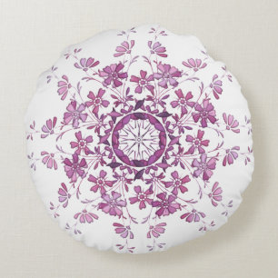 Almofada Redonda mandala. roxo floral