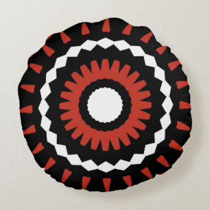 Almofada Redonda Mandala tribal vermelha