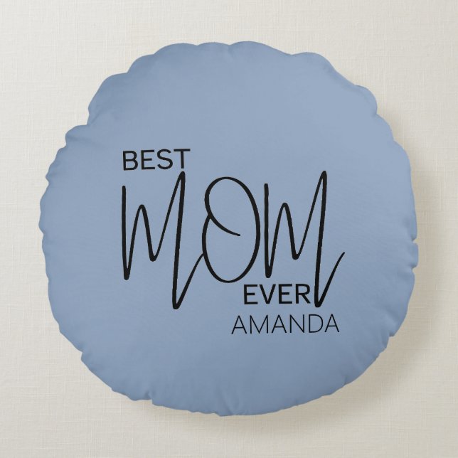Almofada Redonda Manuscrito Script Minimalista Melhor Mãe (Frente)