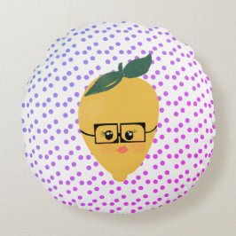 Almofada Redonda Mão Desenhada De Mão De Limão De Verão