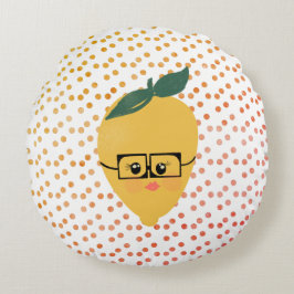 Almofada Redonda Mão Desenhada De Mão De Limão De Verão