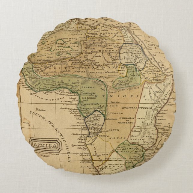 Almofada Redonda Mapa de África por Worcester (Frente)