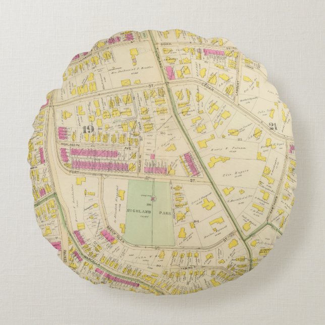 Almofada Redonda Mapa de Boston 7 (Frente)