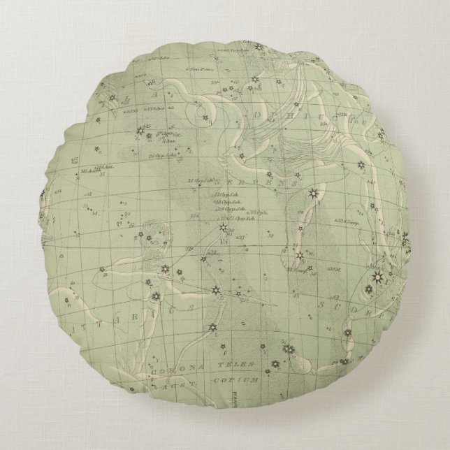 Almofada Redonda Mapa de estrela 2 (Frente)