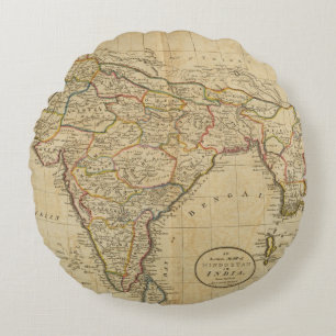 Almofada Redonda Mapa de Hindostan ou de India