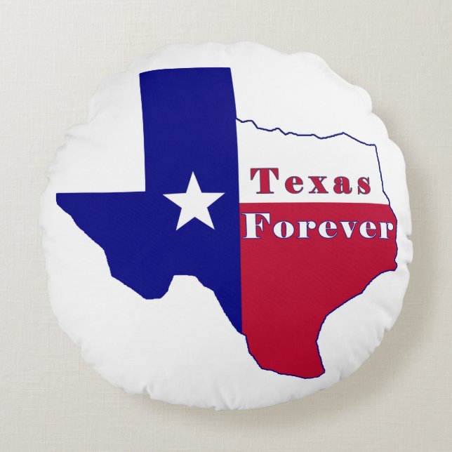 Almofada Redonda Mapa de Sinalizador do Texas Forever (Frente)