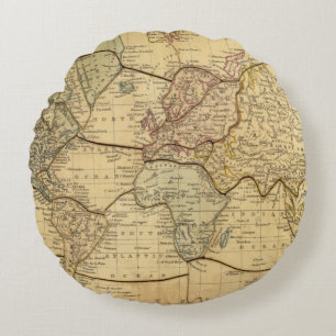Almofada Redonda Mapa do mundo na projeção de Mercators