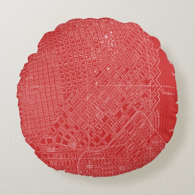 Almofada Redonda Mapa gráfico de São Francisco (Frente)