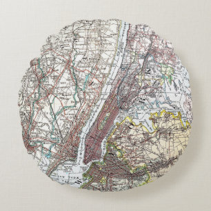 Almofada Redonda Mapa: New York-area, 1906
