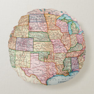 Almofada Redonda Mapa: Os Estados Unidos, 1905