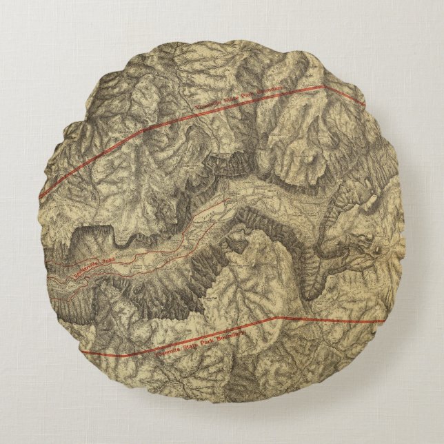 Almofada Redonda Mapa topográfico do vale 2 de Yosemite (Frente)