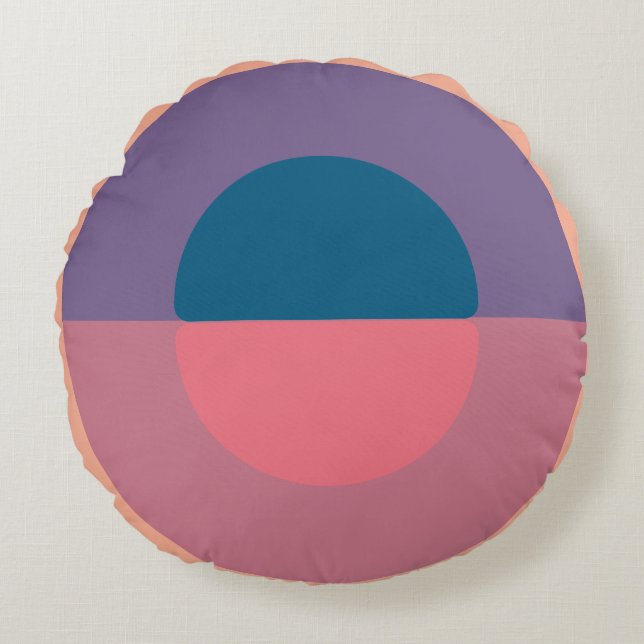 Almofada Redonda Mar de Coral Moderno do Século médio (Frente)