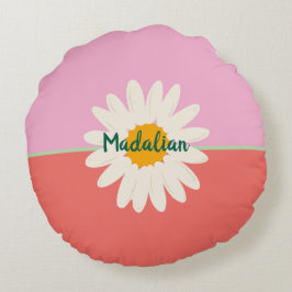 Almofada Redonda Maravilhas verdes, cor-de-rosa, adoráveis, cor-de-