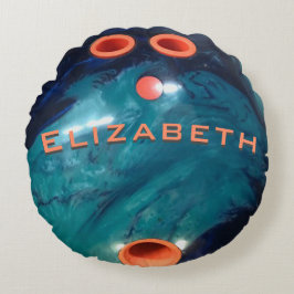 Almofada Redonda    Marble Azul Bola Personalizada e Laranja