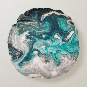 Almofada Redonda Marble Handmade: Textura De Luxo Tradicional.
