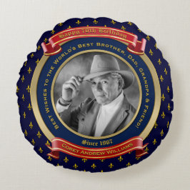 Almofada Redonda Marco Aniversário Dourado 70 de Fotos 7 Azul