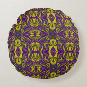Almofada Redonda Mardi Gras Kaleidoscope
