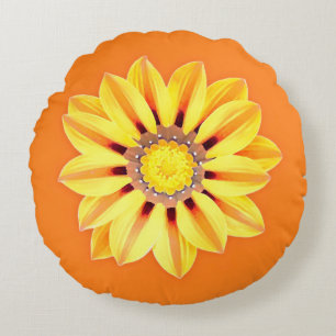 Almofada Redonda Margarida Africana / Gazania - Laranja e Amarela