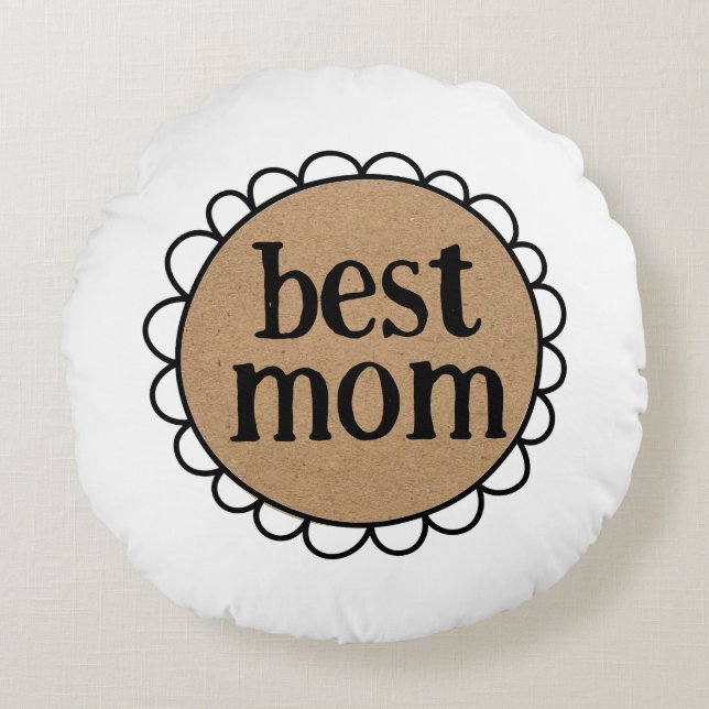 Almofada Redonda Margem Escalonada da Mãe Personalizada (Frente)