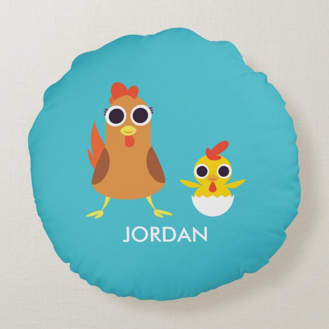 Almofada Redonda Maria & bandido as galinhas (Verso)