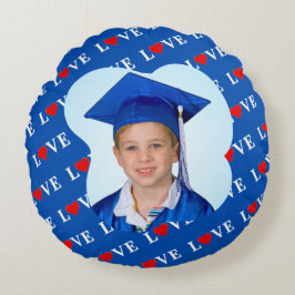 Almofada Redonda Marinho Blue LOVE Retro Elegante
