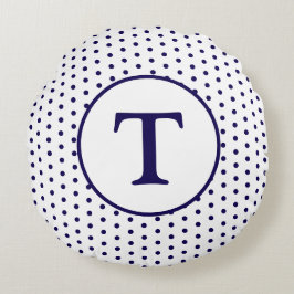 Almofada Redonda Marinho bonito e Travesseiro Polka-Dot redondo bra