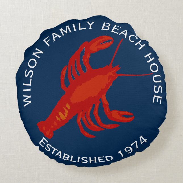 Almofada Redonda Marinho Redondo Red Lobster Family Beach House (Verso)
