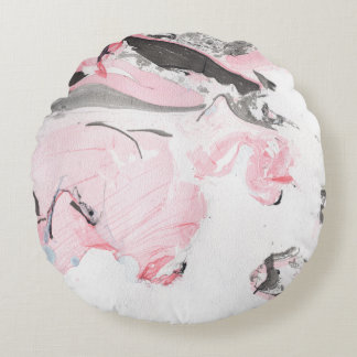 Almofada Redonda Mármaco Preto Rosa: Desenho Mão
