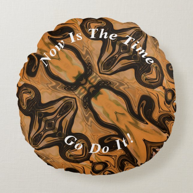 Almofada Redonda Mármore Marble Castanho Único Atenuado (Frente)