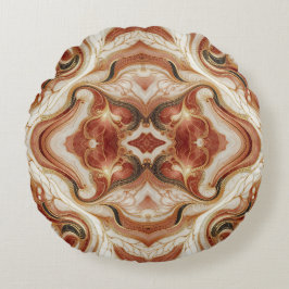 Almofada Redonda Mármore Marrom com Dourada aparição