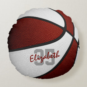Almofada Redonda maroon white boys basquete esportivo