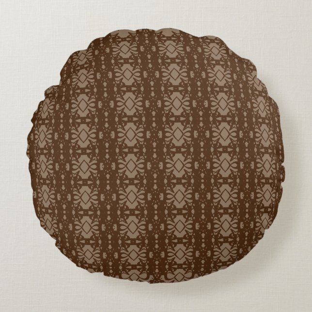 Almofada Redonda Marrons e Bege Elegantes (Frente)