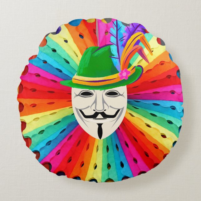 Almofada Redonda Máscara de carnaval (Frente)