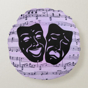 Almofada Redonda Máscaras de Música e Teatro Puros