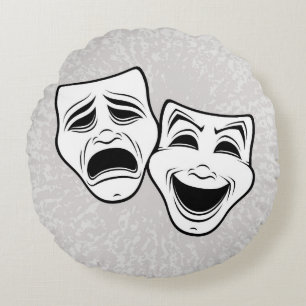 Almofada Redonda Máscaras de Teatro De Comédia E Tragédia