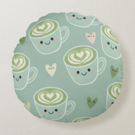 Almofada Redonda Matcha Love Latte Kawaii Round Pillow
