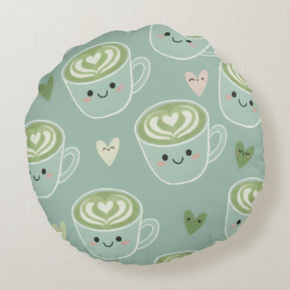Almofada Redonda Matcha Love Latte Kawaii Round Pillow