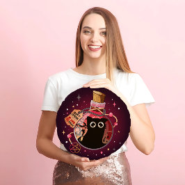 Almofada Redonda Mau de Garrafa Rosa Decepcionante Espírito De Gato