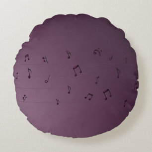 Almofada Redonda Mauve das Notas Musicais do Ombre Escuro