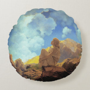 Almofada Redonda Maxfield Parrish Manhã 1922 Nuvem Azul Arte Fina