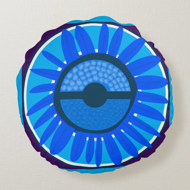 Almofada Redonda Mazipoodles Sunflower Sunshine: Blue 6 (Verso)